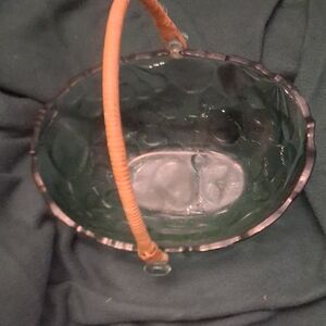 Elegant Glass Basket with Orange Handle